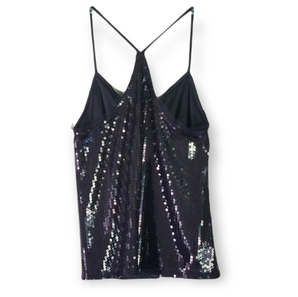 Olsenboye Black Sequined Dressy Racer Back Top - Picture 2 of 5